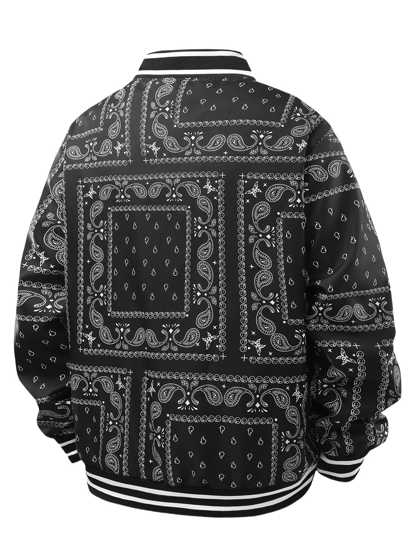 Men’s Paisley Bomber Jacket – Vintage Stand Collar Casual Outerwear