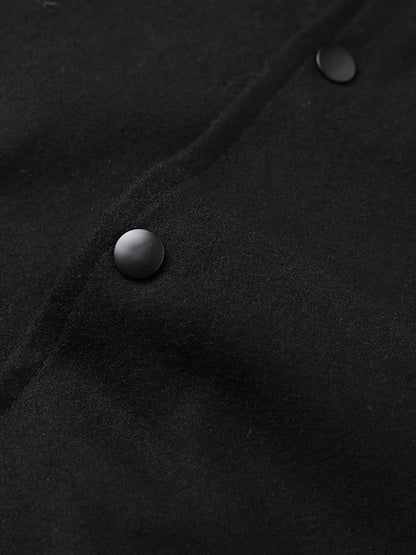 Men’s Retro Embroidered Baseball Jacket – Thick Wool Blend Street Coat