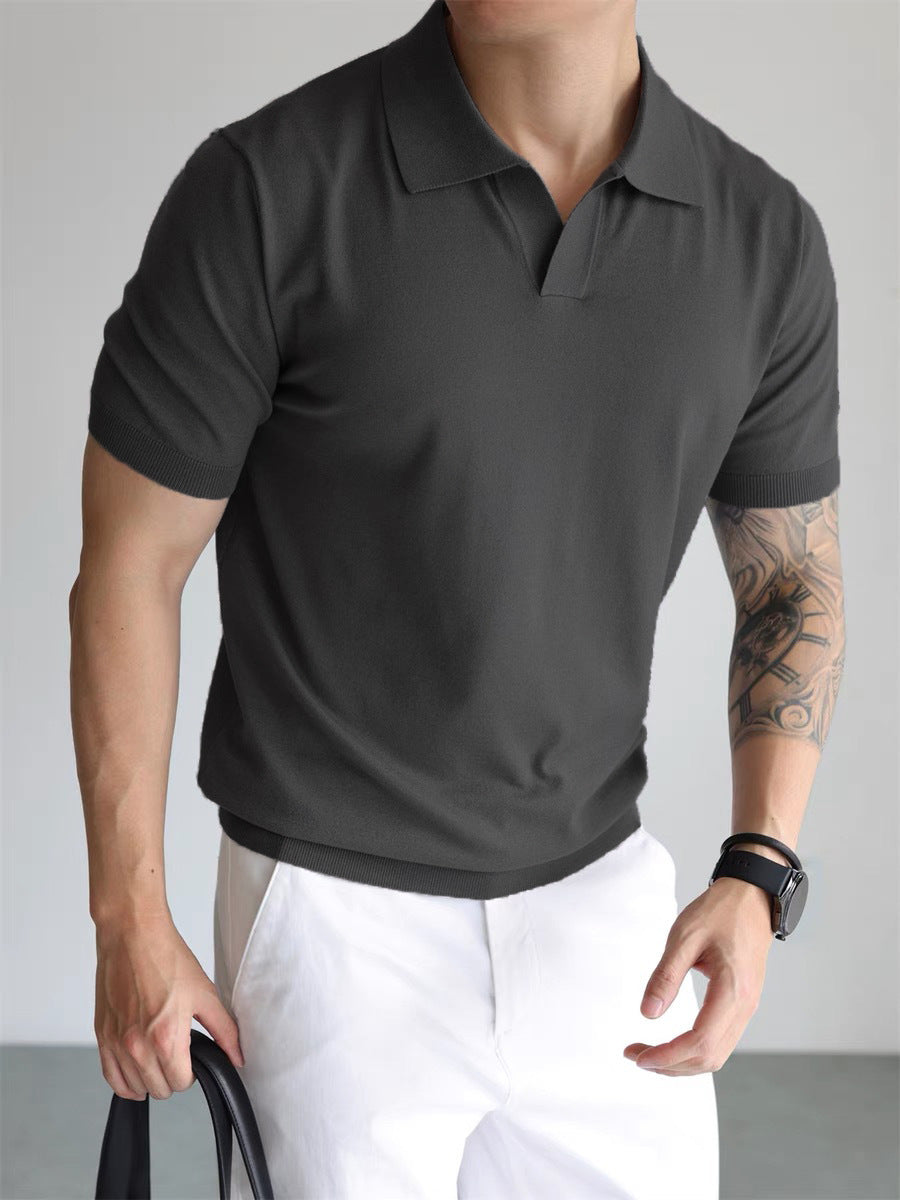 Camiseta de verano para hombre con cuello tipo polo – Corte ajustado, ligera e informal