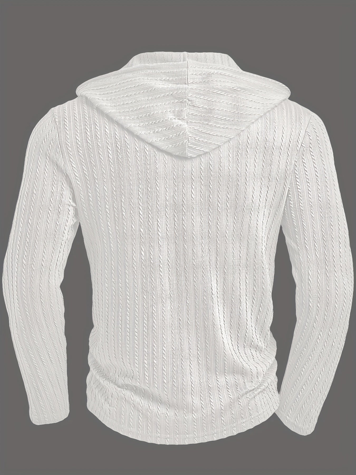 Camisa Henley con capucha para hombre – Sudadera texturizada informal de manga larga con cordón