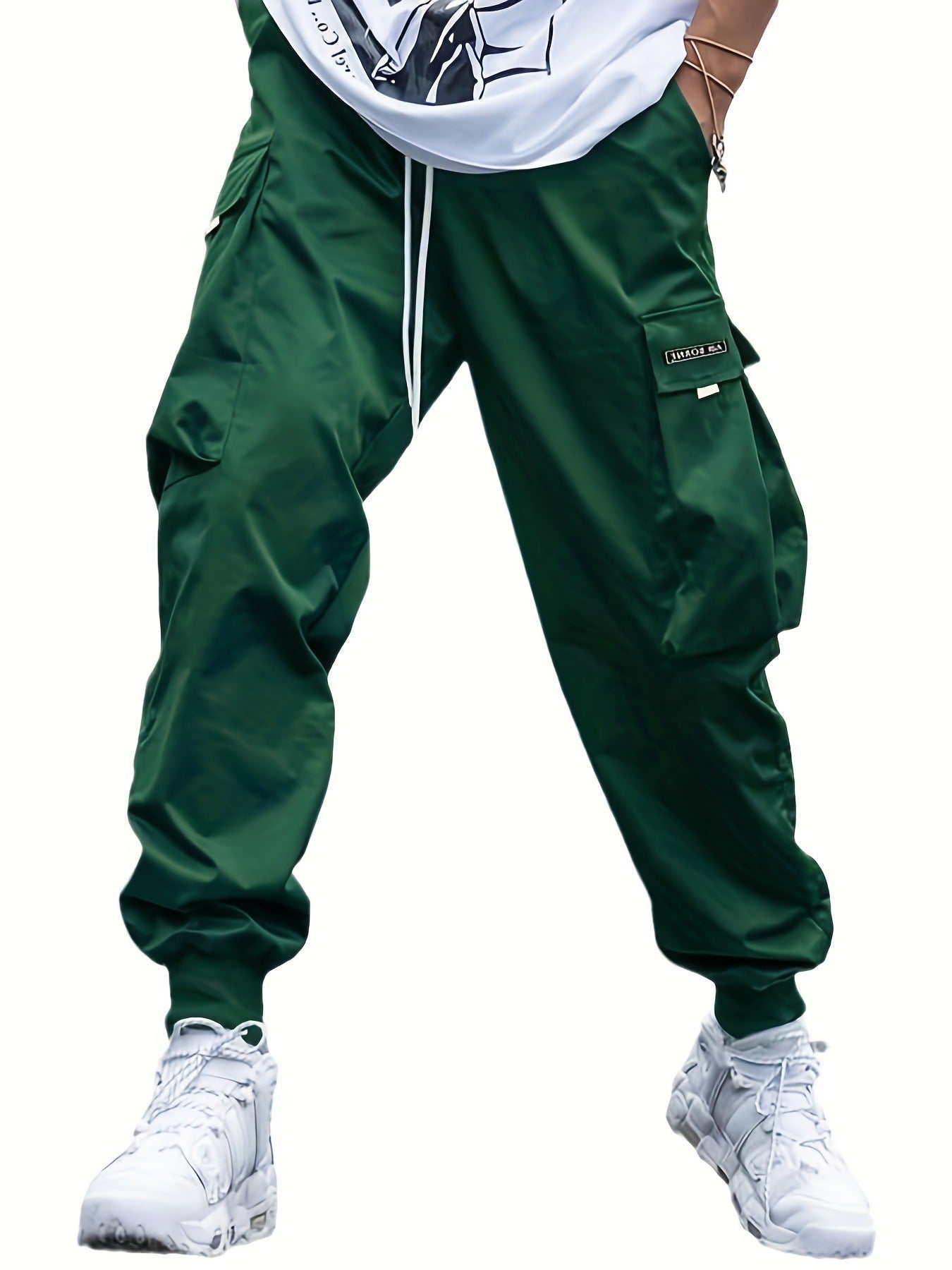 Loom & Soul™ Men’s Cargo Pants – Multi-Pocket Hip-Hop Streetwear Drawstring Trousers