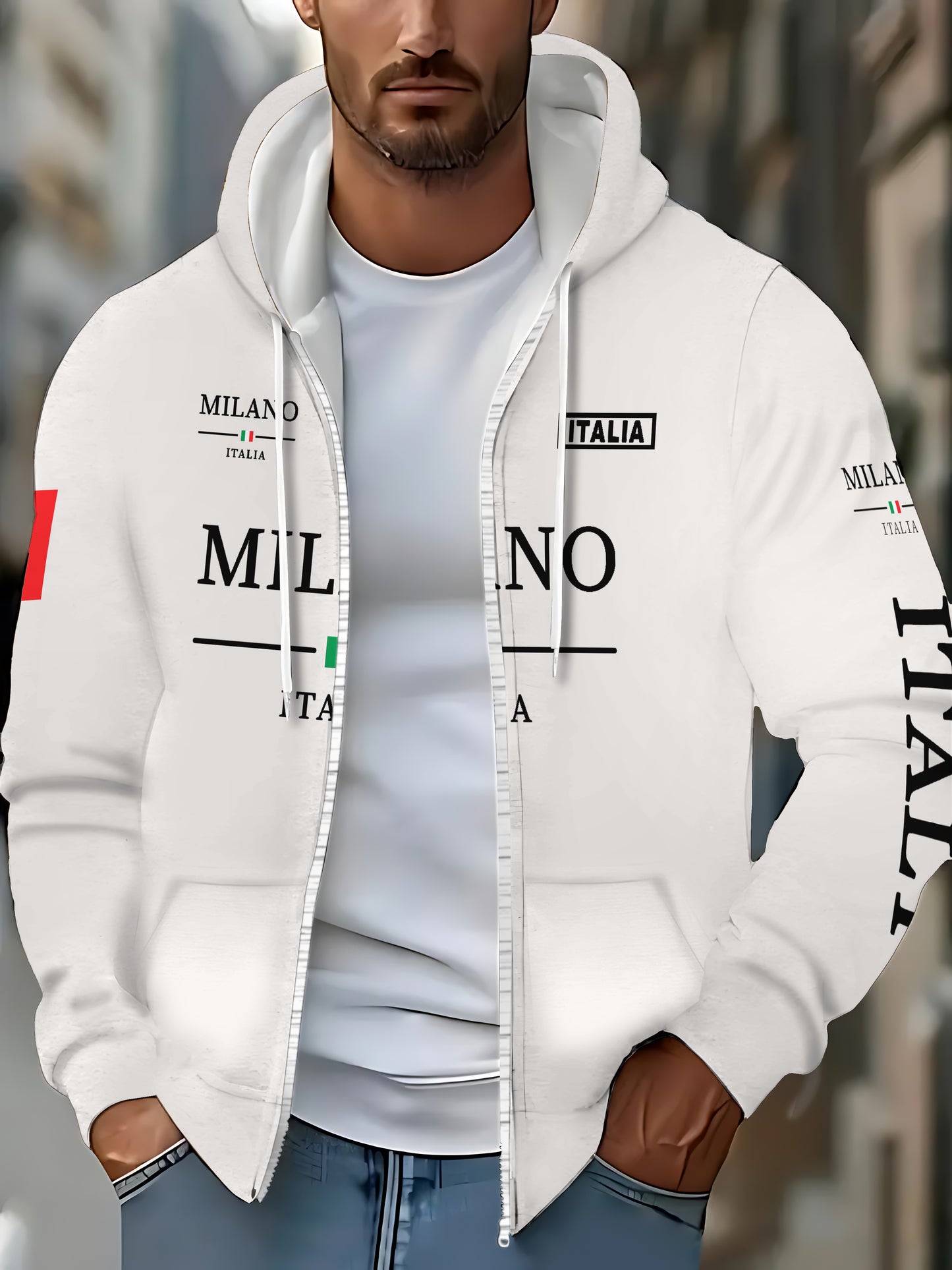 Loom & Soul Men’s Italian Stripe Zip Hoodie – Lightweight Fall Sweatshirt