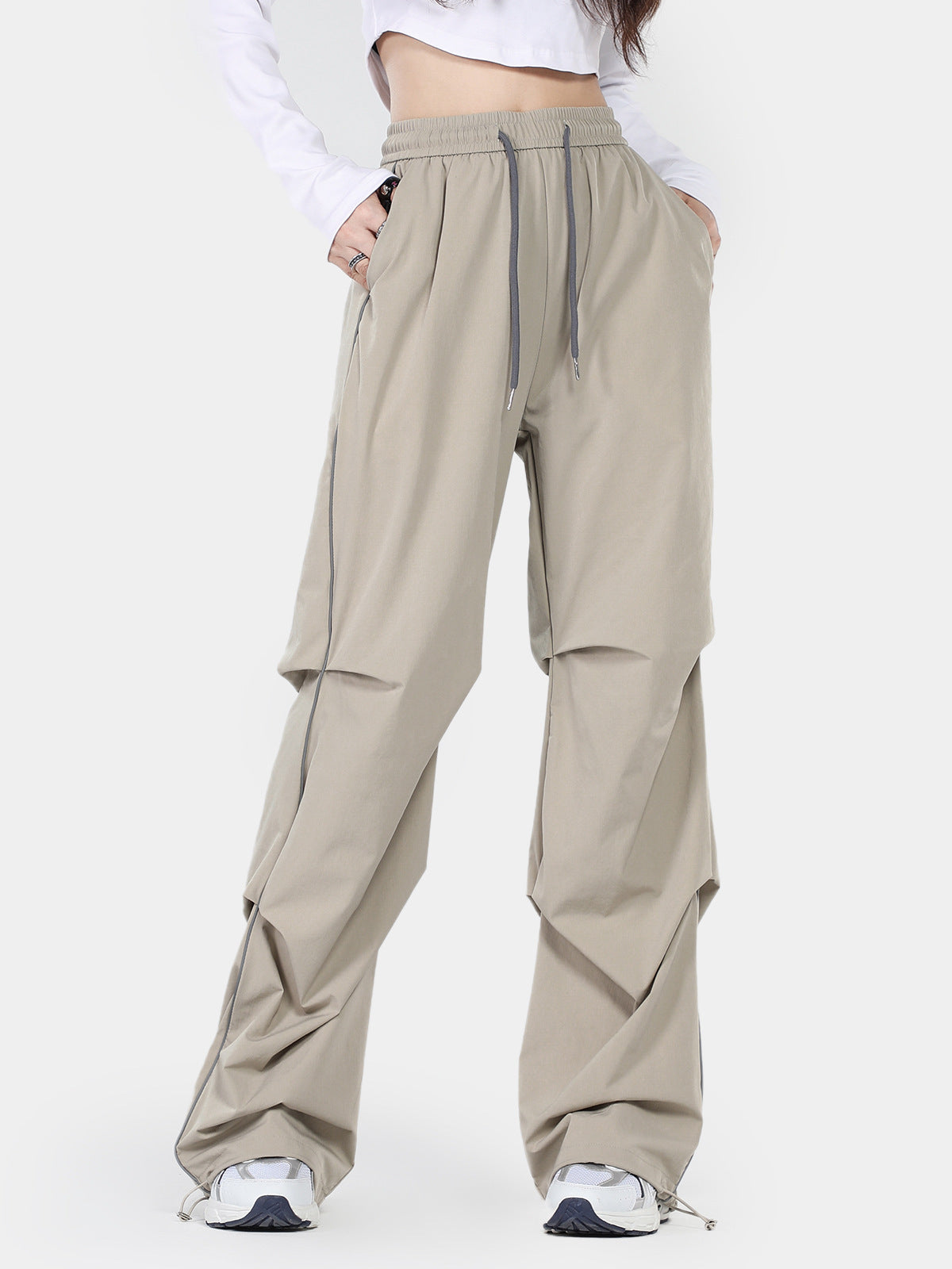 Loom & Soul™ Women’s Mop Pants – Loose Pleated Paratrooper Cotton Trousers