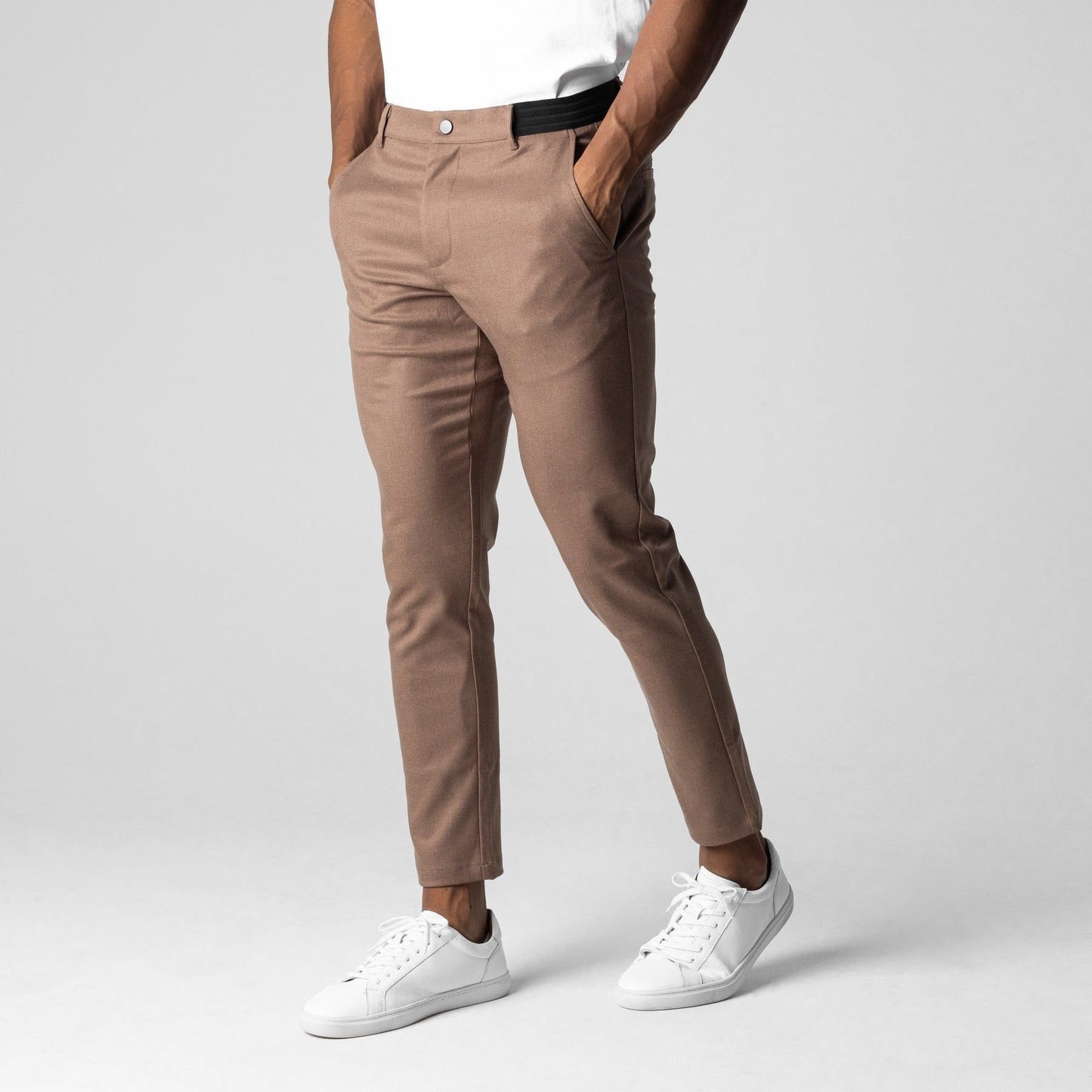 Loom & Soul™ Men’s Slim Fit Business Trousers – Elegant Solid Color Pants with Elastic Waist & Pockets