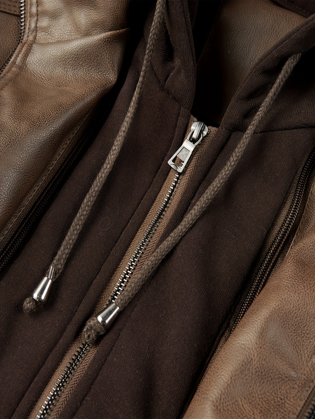 Chaqueta Bomber de Cuero Sintético para Hombre – Con Cremallera y Capucha Removible