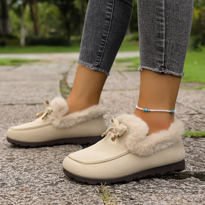 Mocasines de mujer con forro polar – Zapatos de invierno cálidos sin cordones