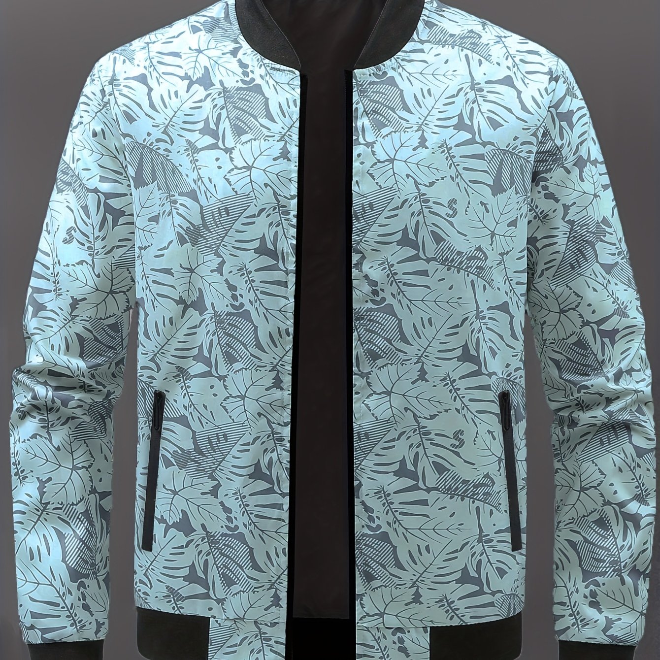 Men’s Printed Baseball Jacket – Zip-Up Casual Lightweight Street Coat
