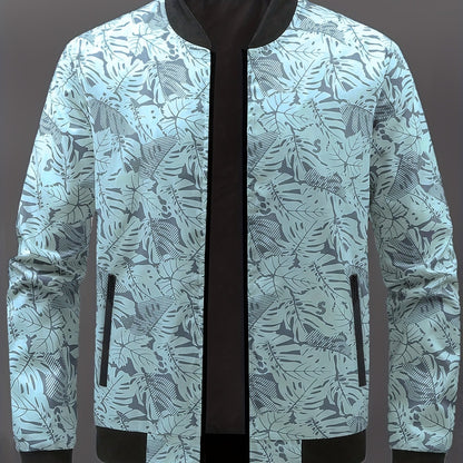 Men’s Printed Baseball Jacket – Zip-Up Casual Lightweight Street Coat