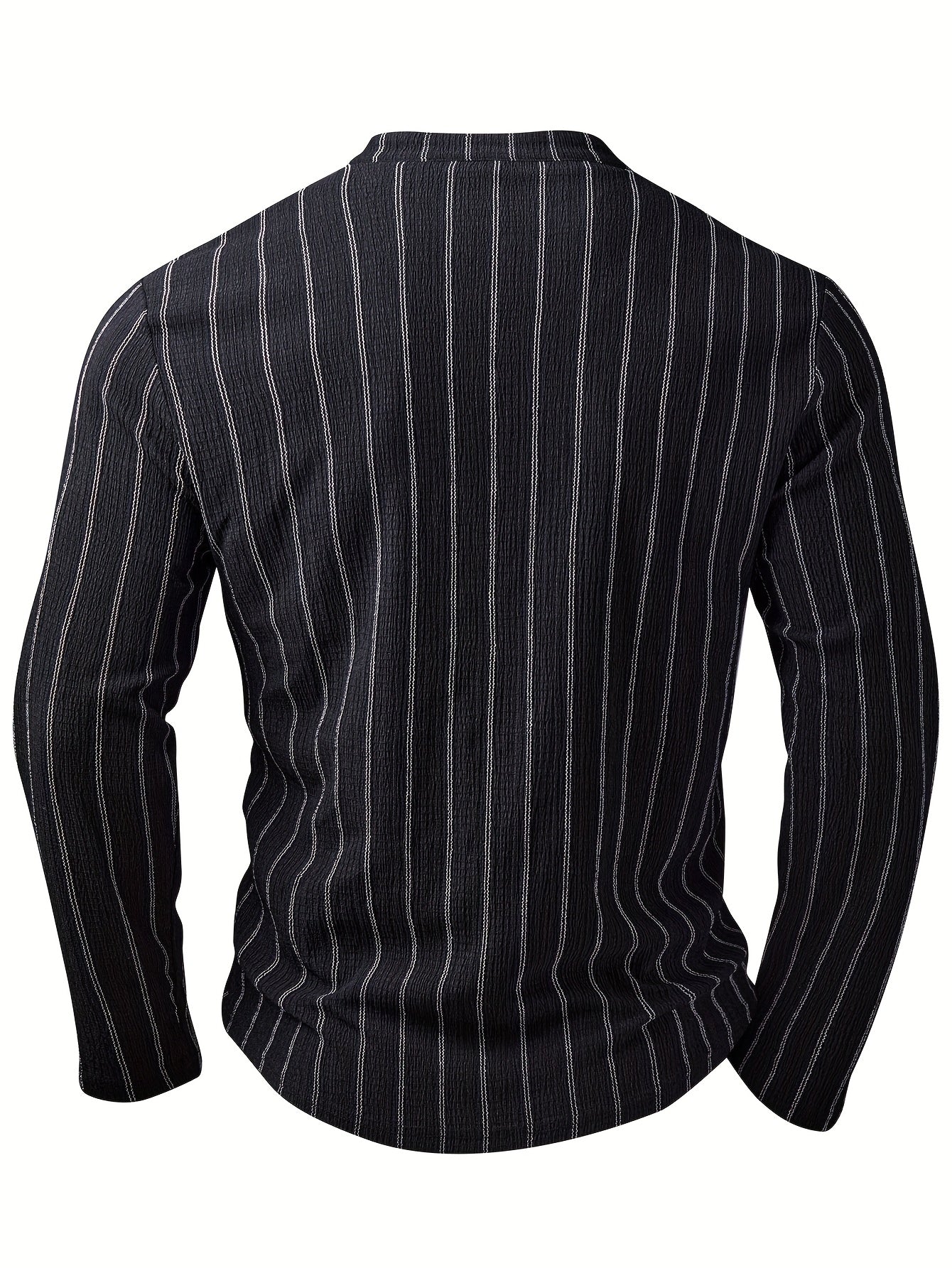 T-shirt Henley rayé à manches longues pour homme – Pull décontracté à boutons