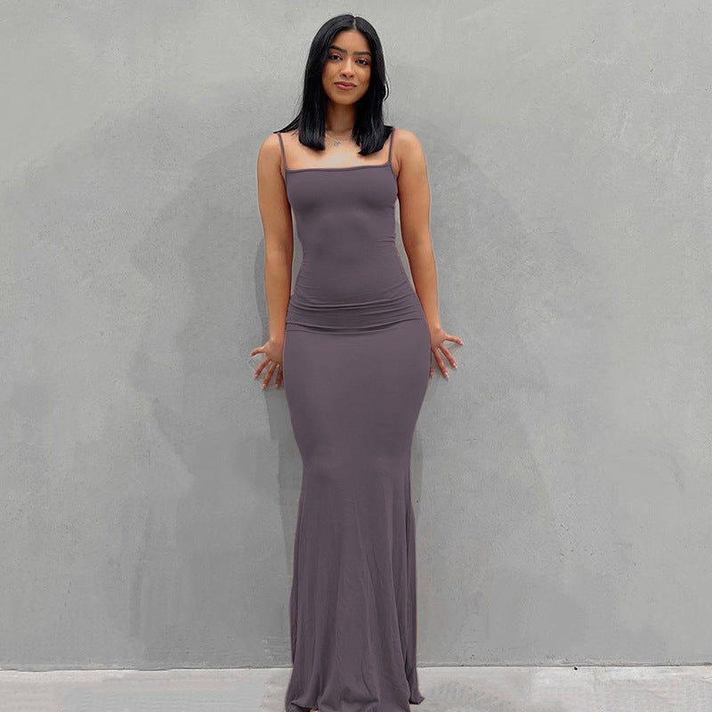 Vestido Largo Maxi A-Line sin Mangas – Vestido de Verano Minimalista de Cintura Alta