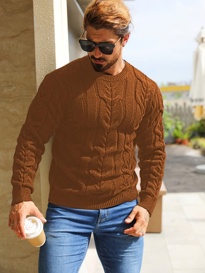 Men’s Striped Knit Sweater – Soft Crewneck Ribbed Trim Pullover