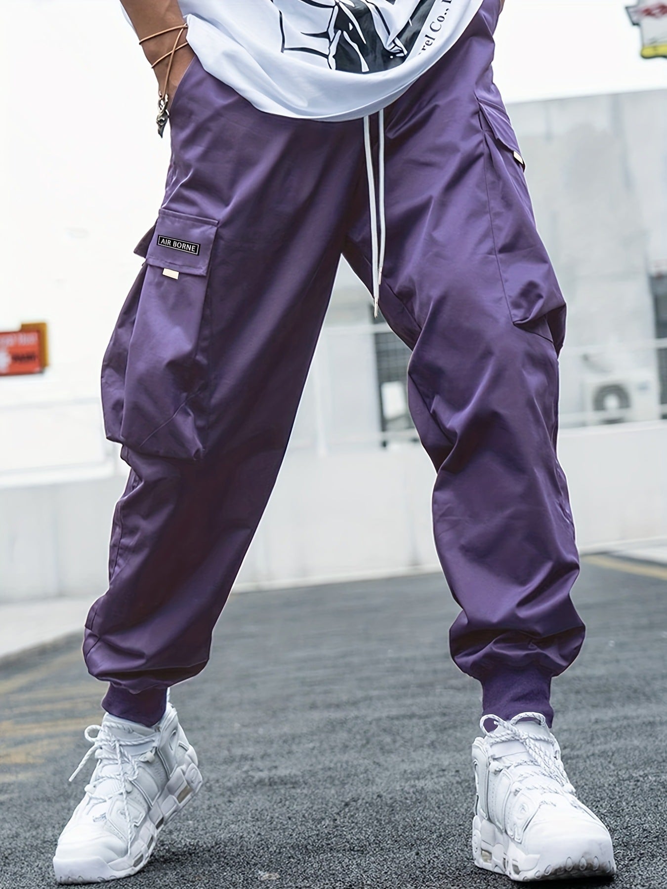 Loom & Soul™ Men’s Cargo Pants – Multi-Pocket Hip-Hop Streetwear Drawstring Trousers