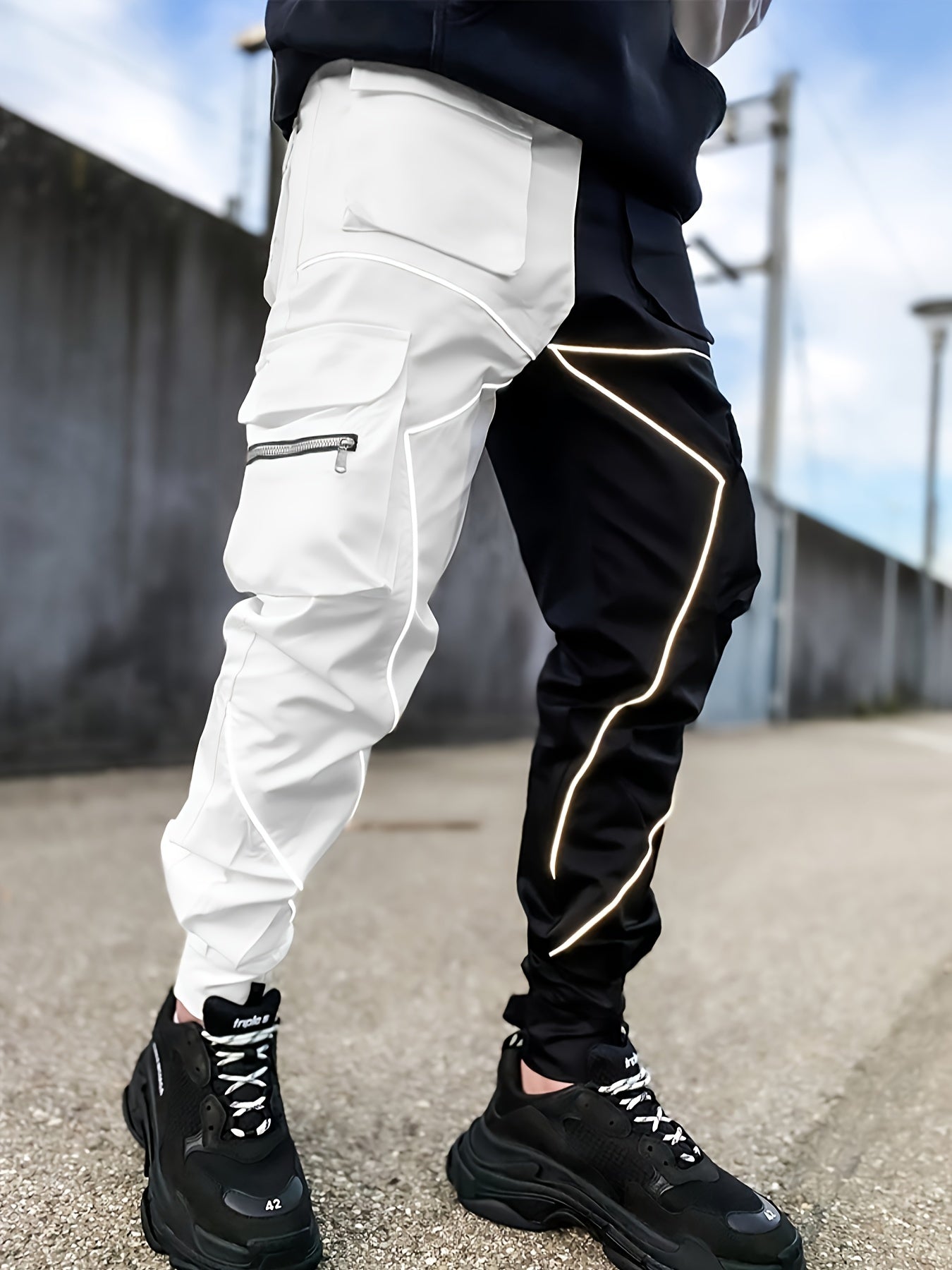 Men’s Reflective Cargo Pants – Loose-Fit Multi-Pocket Sports Trousers