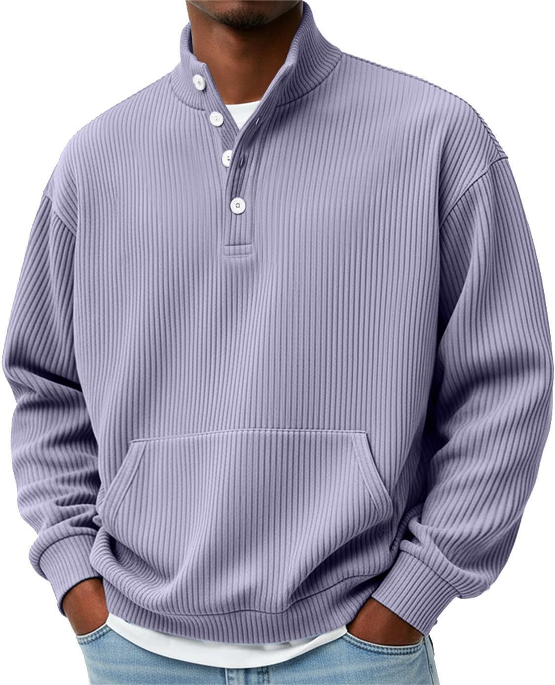 Sweat-shirt homme col roulé uni – Polo décontracté à manches longues
