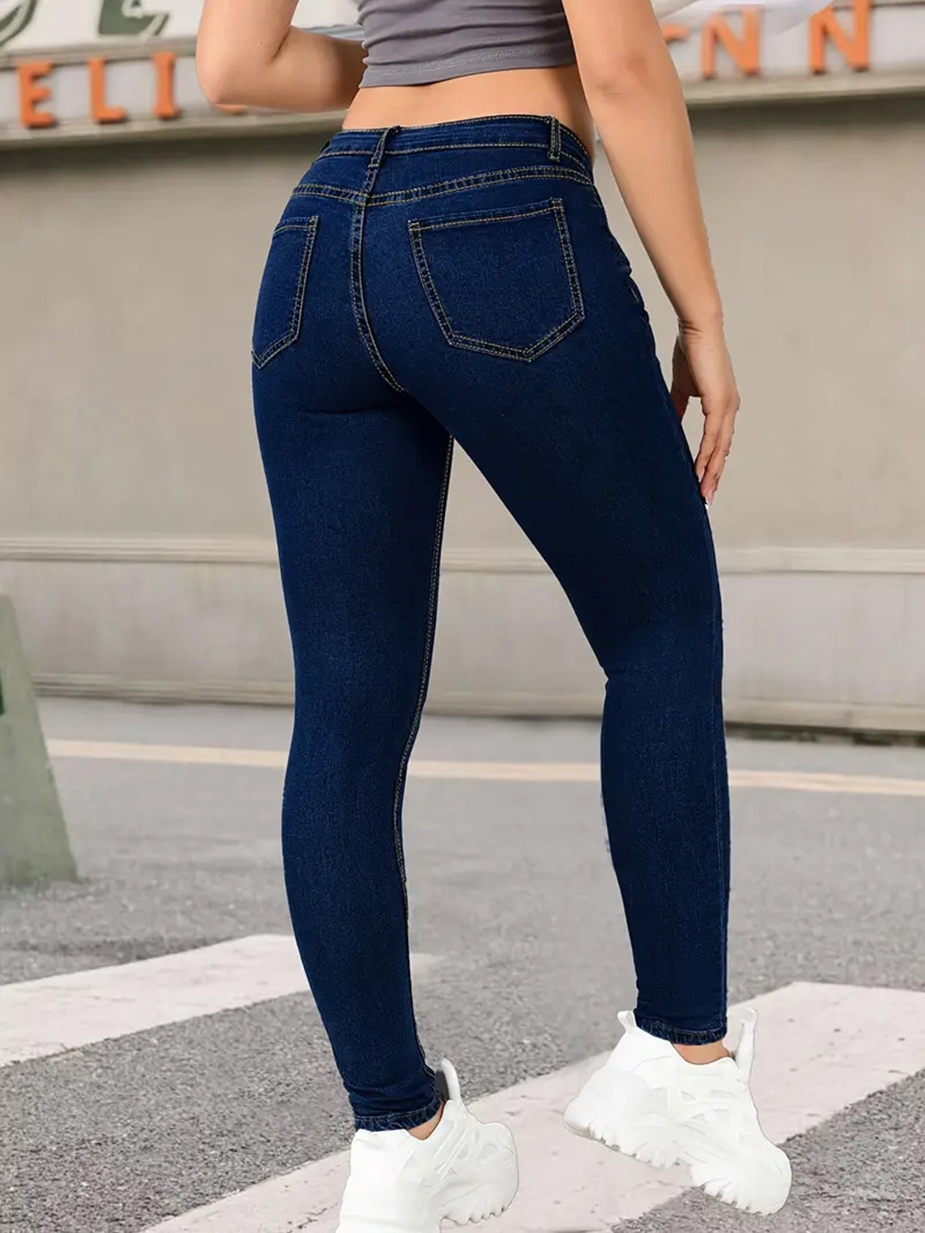 Vaqueros pitillo de mujer de tiro alto – Vaqueros elásticos estilo lápiz