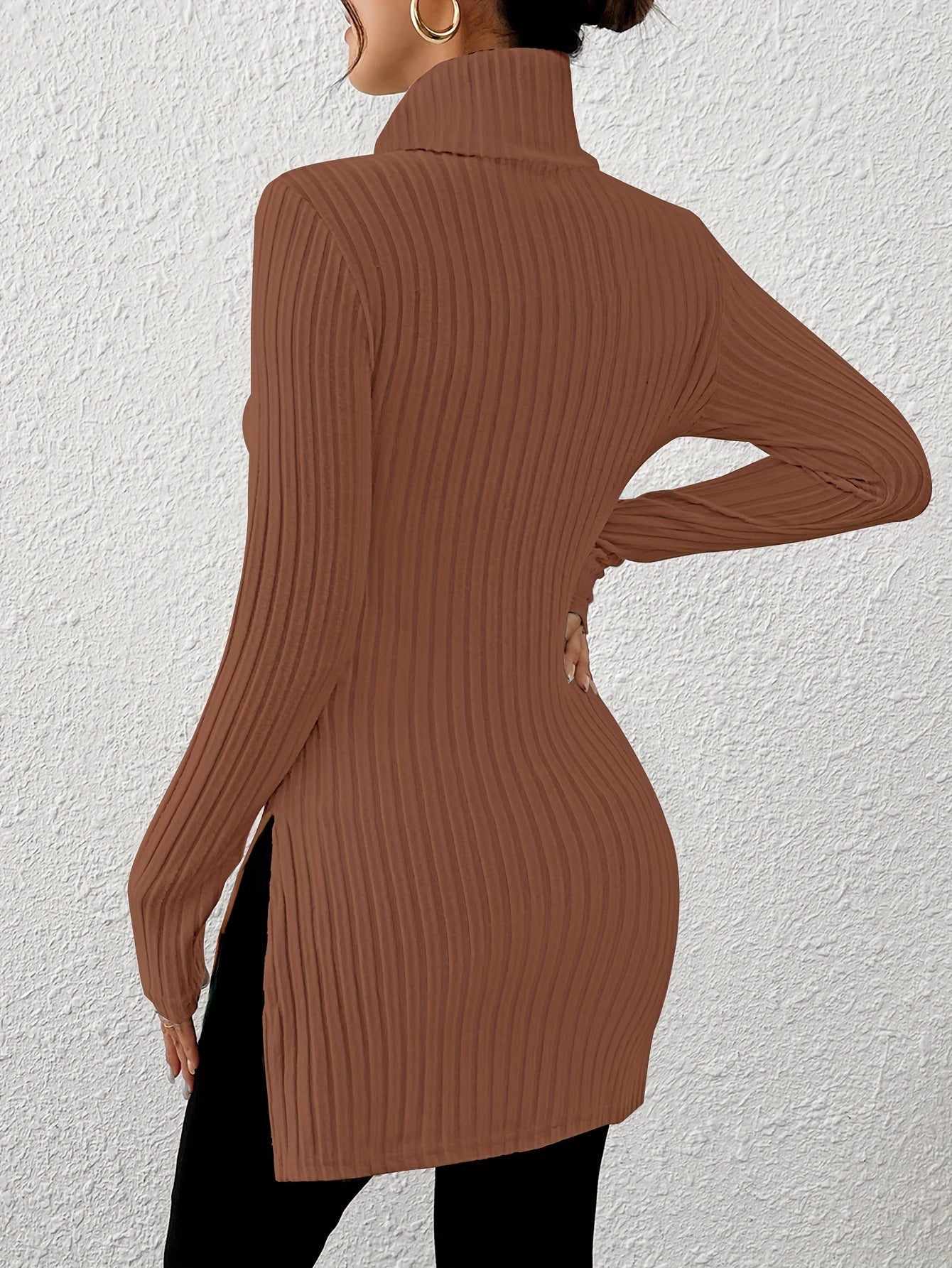 Women’s Elegant Turtleneck Top – Soft Long Sleeve High-Neck Knit