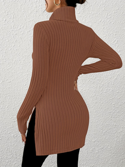 Women’s Elegant Turtleneck Top – Soft Long Sleeve High-Neck Knit