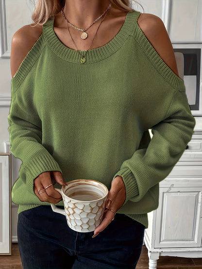 Women’s Elegant Crew Neck Pullover – Soft Knit Fall/Winter Sweater