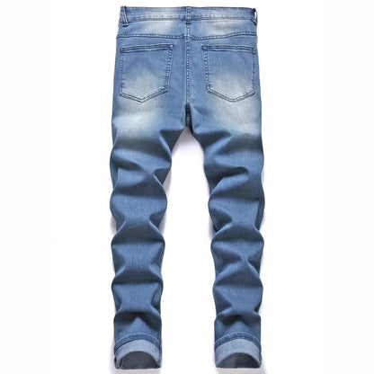 Jean droit déchiré pour homme – Jean extensible Streetwear