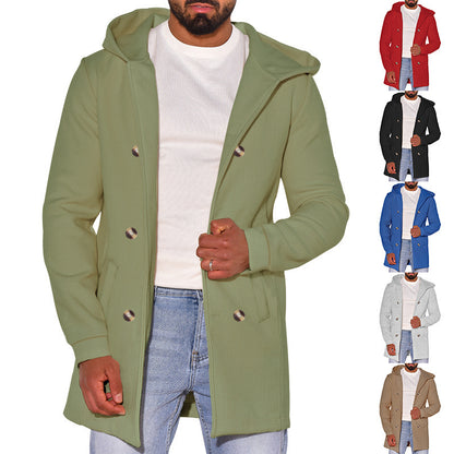 Gabardina de Lana Delgada con Capucha para Hombre – Estilo Versátil para Toda la Temporada