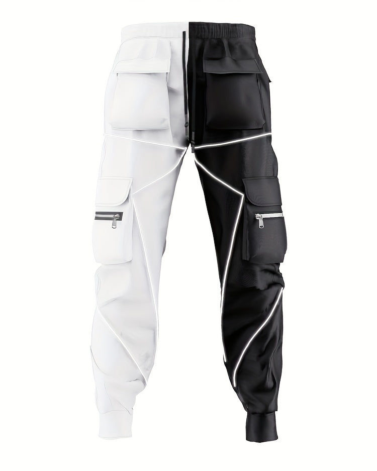 Men’s Reflective Cargo Pants – Loose-Fit Multi-Pocket Sports Trousers