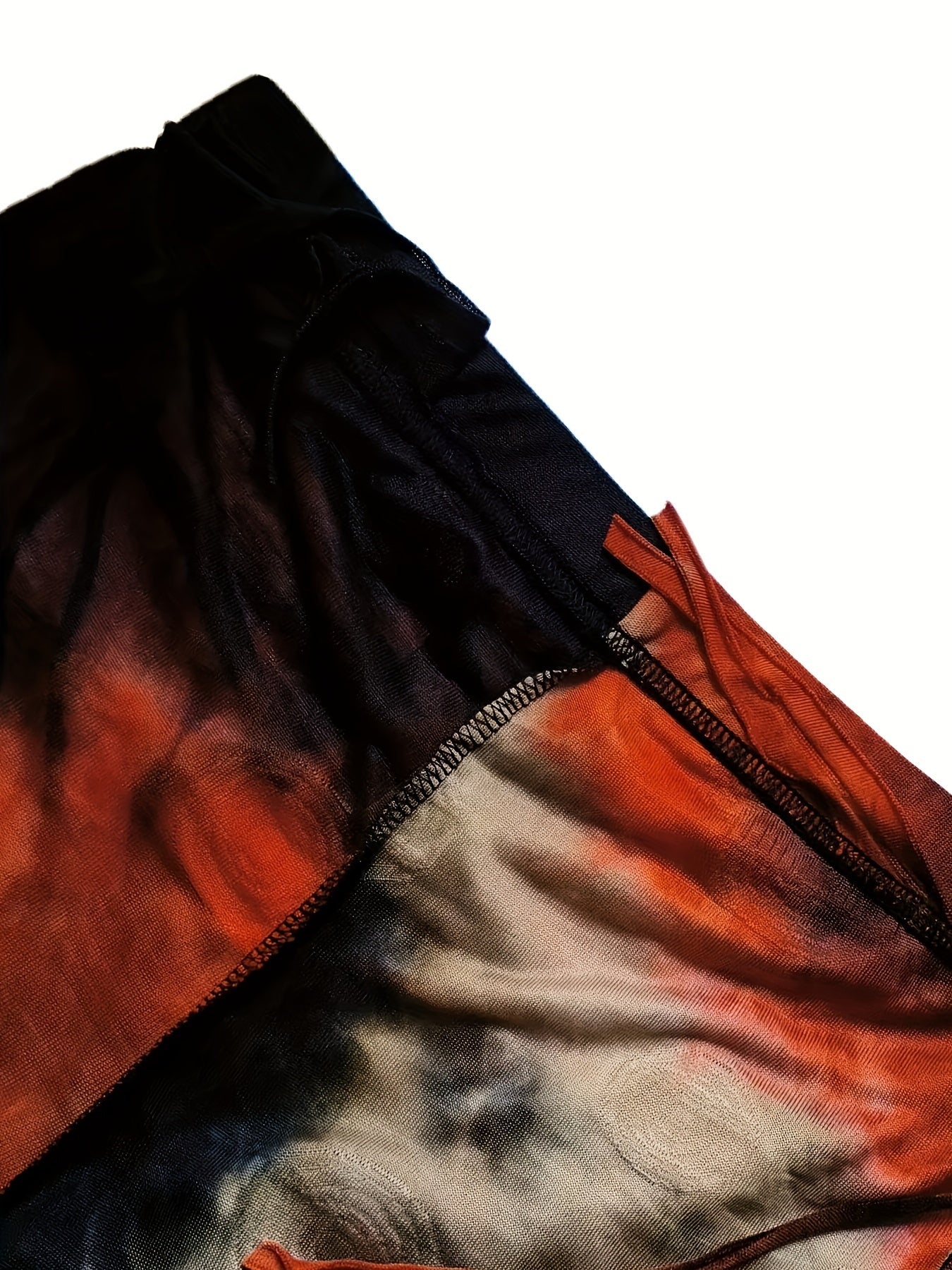 Tie-Dye Mesh Flare Pants – High-Waisted Fringe Detail Semi-Sheer Trousers