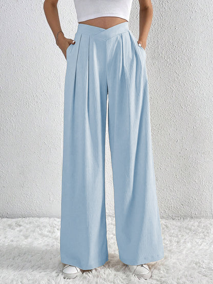 Loom & Soul™ Pleated Wide-Leg Pants – Women’s Solid Color Loose Trousers for Effortless Summer Style