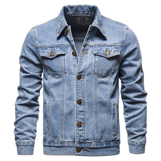 Loom & Soul™ Men’s Casual Blue Denim Jacket – Lightweight Hooded Jean Coat with Modern Fit