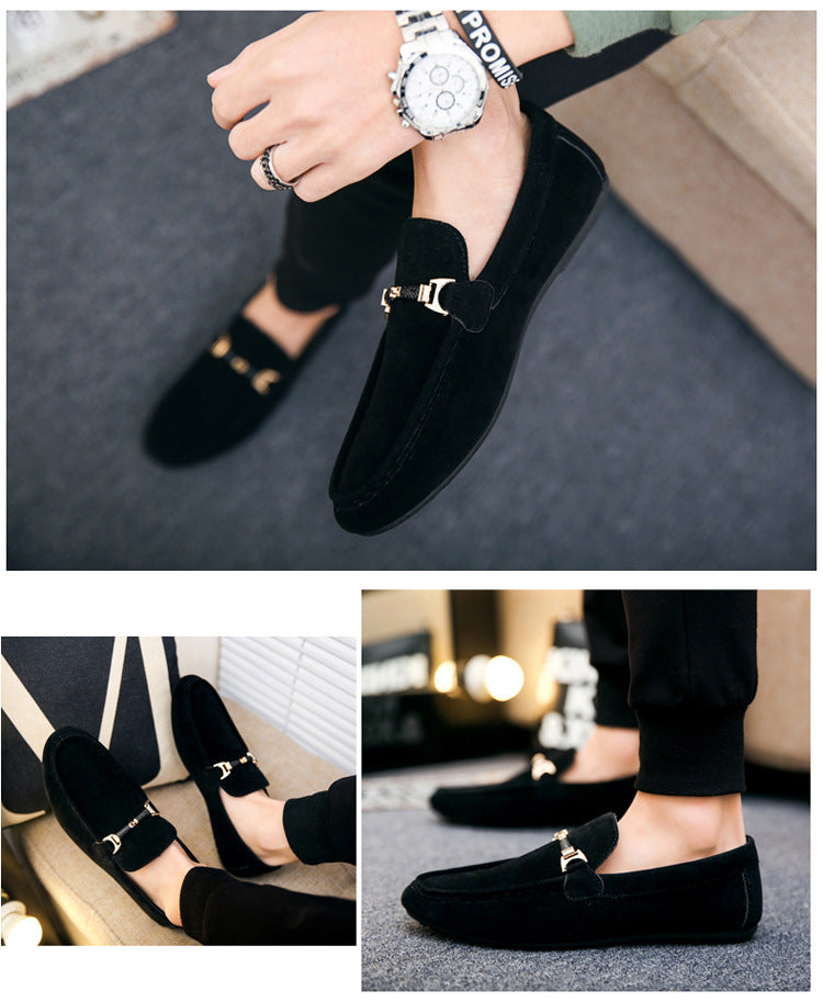 Loom & Soul™ Men’s Korean Canvas Peas Shoes – Lightweight Breathable Slip-On Casual Loafers with Striped Design