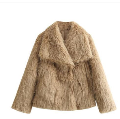 Loom & Soul™ Fluffy Lapel Plush Coat – Women’s Warm Winter Jacket for Effortless Chic Comfort