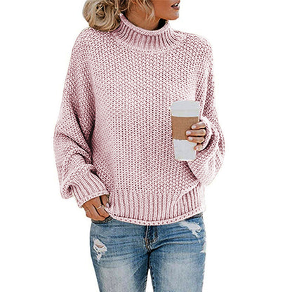 Loom & Soul™ Women’s Solid Turtleneck Sweater – Winter Knitted Long-Sleeve Pullover