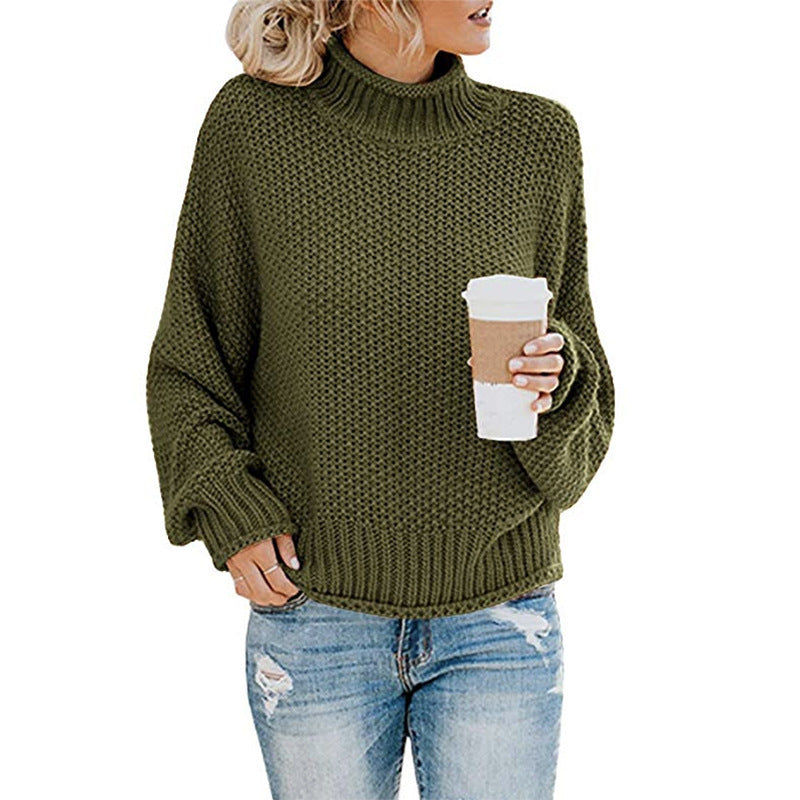 Loom & Soul™ Women’s Solid Turtleneck Sweater – Winter Knitted Long-Sleeve Pullover