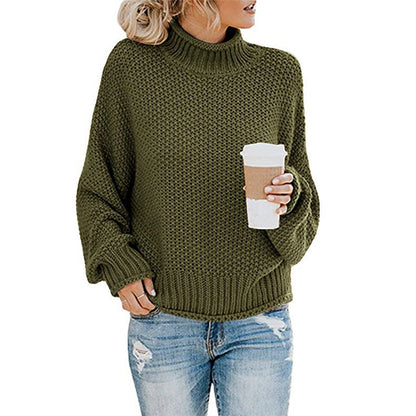 Loom & Soul™ Women’s Solid Turtleneck Sweater – Winter Knitted Long-Sleeve Pullover