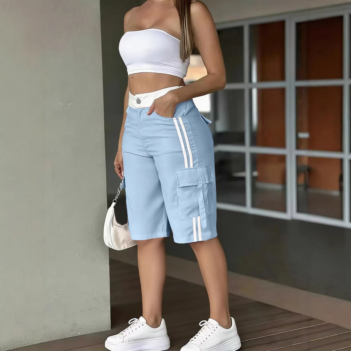 Women’s Cropped High-Waist Pants – European Casual Fit