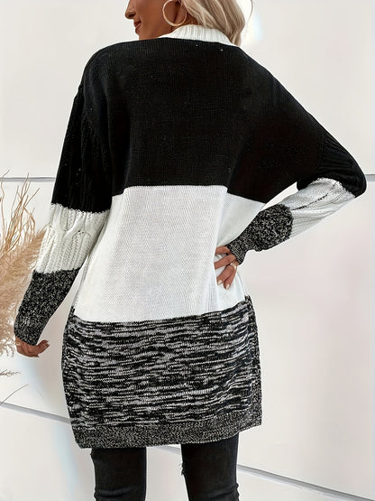 Gilet Chic Contrasté – Tricot Col V Color Block
