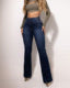 Loom & Soul™ High-Waist Button Front Jeans – Women’s Elegant Shirred-Back Slim Fit Denim Pants