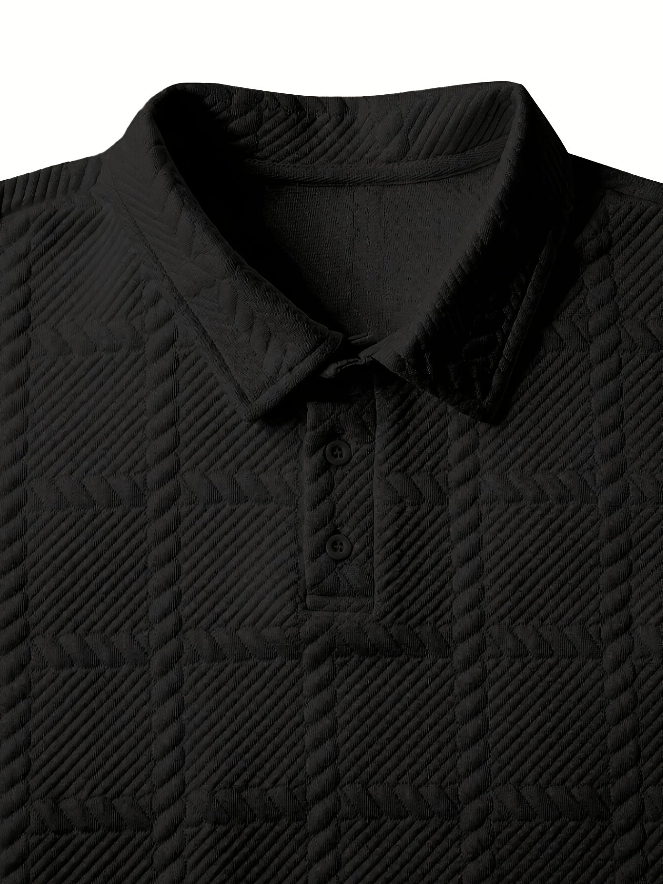 Men’s Knitted Polo Shirt – Geometric Jacquard Short Sleeve Top
