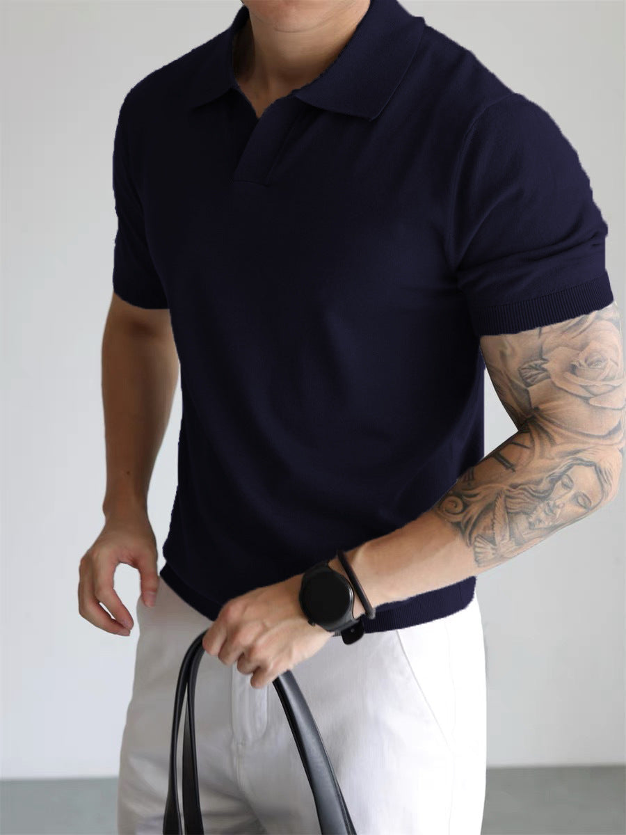 Camiseta de verano para hombre con cuello tipo polo – Corte ajustado, ligera e informal