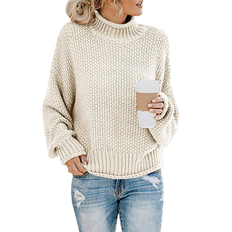 Loom & Soul™ Women’s Solid Turtleneck Sweater – Winter Knitted Long-Sleeve Pullover