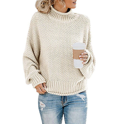 Loom & Soul™ Women’s Solid Turtleneck Sweater – Winter Knitted Long-Sleeve Pullover