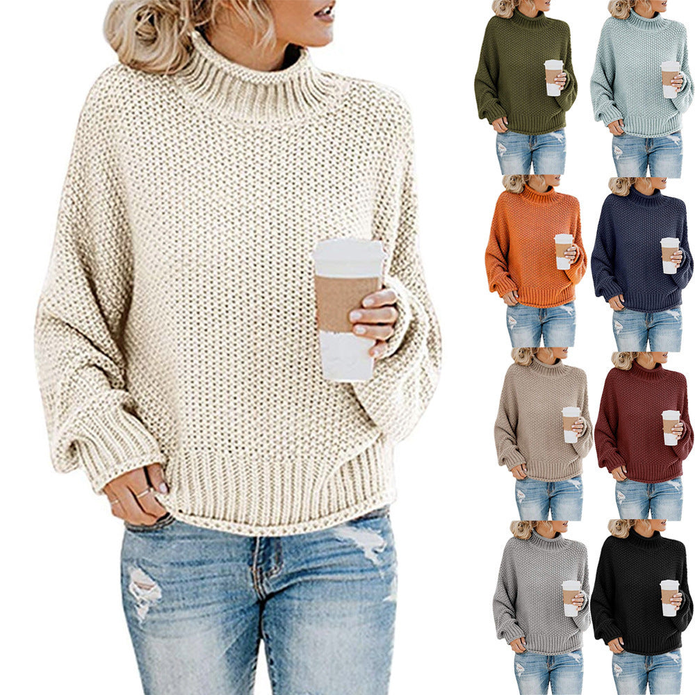 Loom & Soul™ Women’s Solid Turtleneck Sweater – Winter Knitted Long-Sleeve Pullover