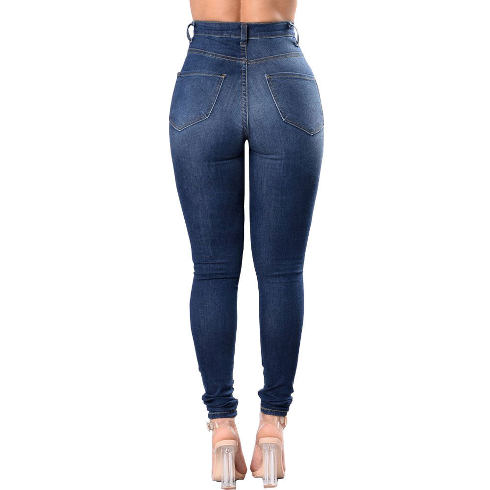 Loom & Soul™ Women’s Ripped Jeans – High-Waist Distressed Denim for Effortless Street Style