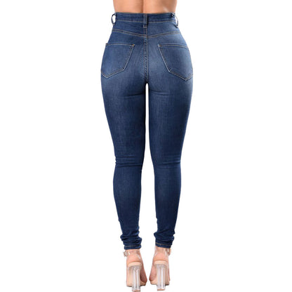 Loom & Soul™ Women’s Ripped Jeans – High-Waist Distressed Denim for Effortless Street Style