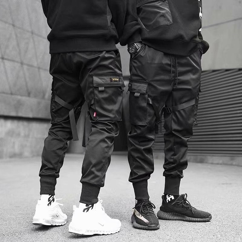 Loom & Soul™ Ribbons Harem Joggers – Men’s Multi-Pocket Streetwear Cargo Pants