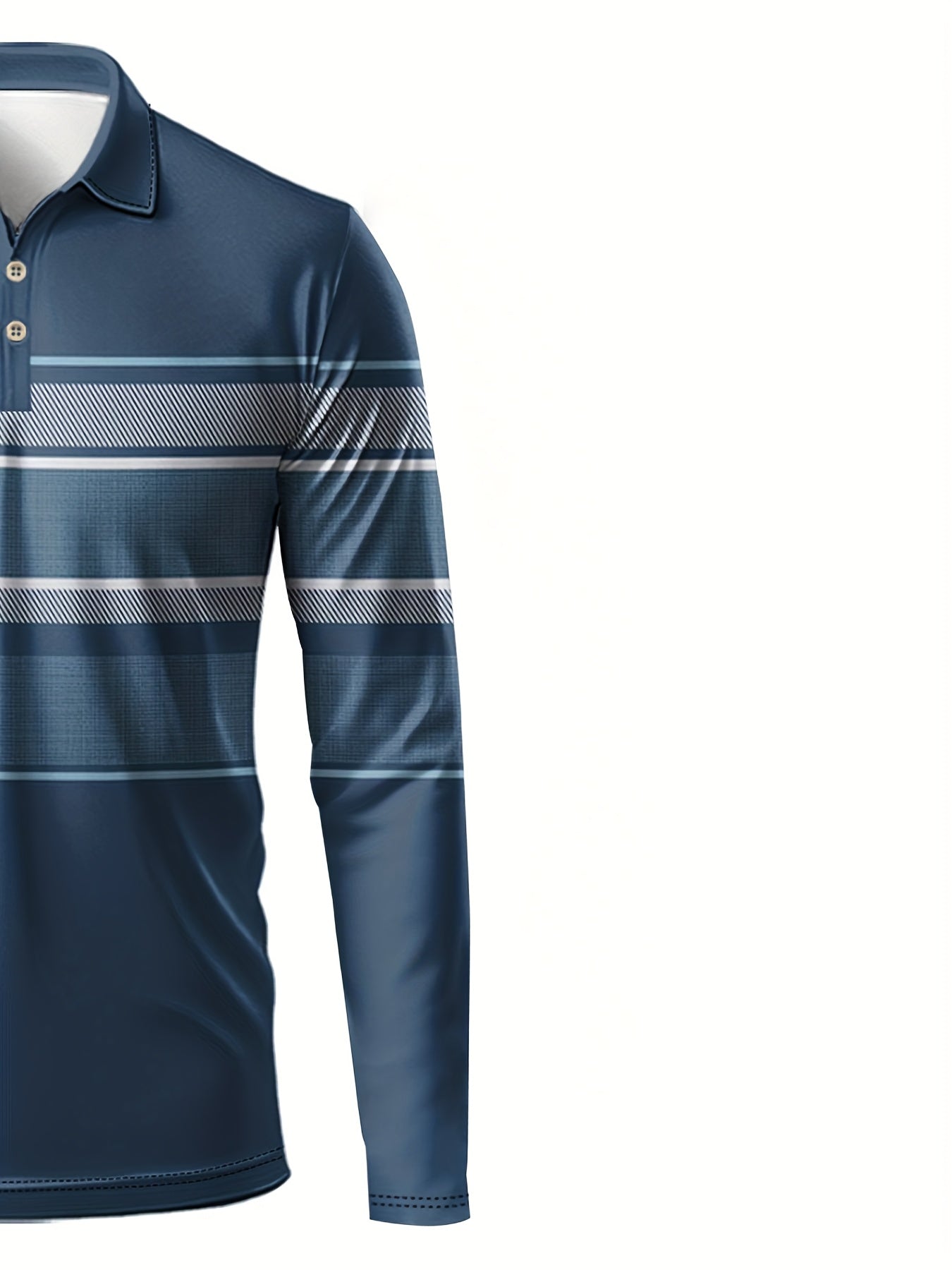 Polo rayé bleu et blanc pour homme – Polo décontracté à manches longues style preppy