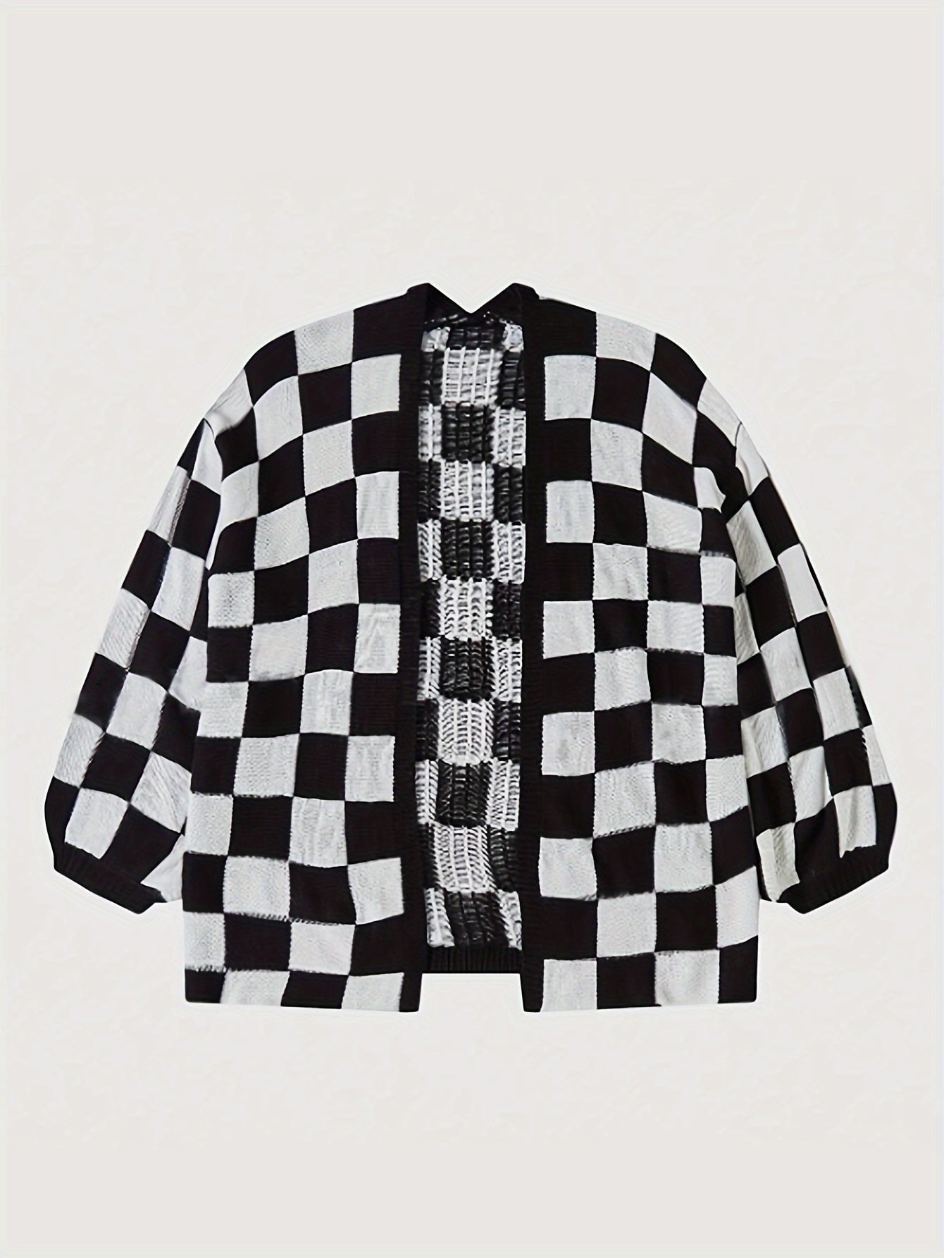 Red & White Gingham Cardigan – Women’s Cozy Fall/Winter Knit Sweater