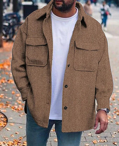 Veste de travail à col polo pour homme – Manteau mode décontracté à manches longues