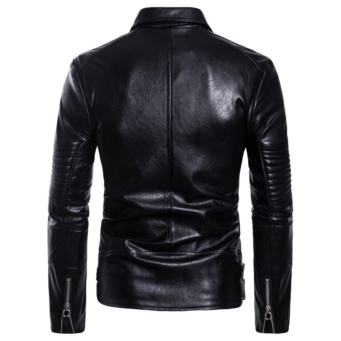 Loom & Soul™ Men’s Sheepskin Leather Jacket – Slim-Fit European Style Zipper Coat with Suit Collar
