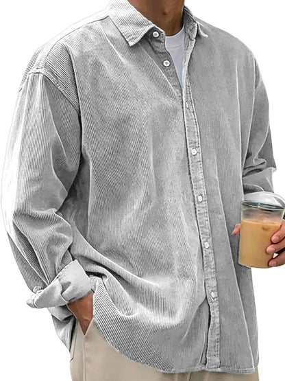 Veste-chemise en velours côtelé pour homme – Manteau décontracté coupe ample pour l'automne