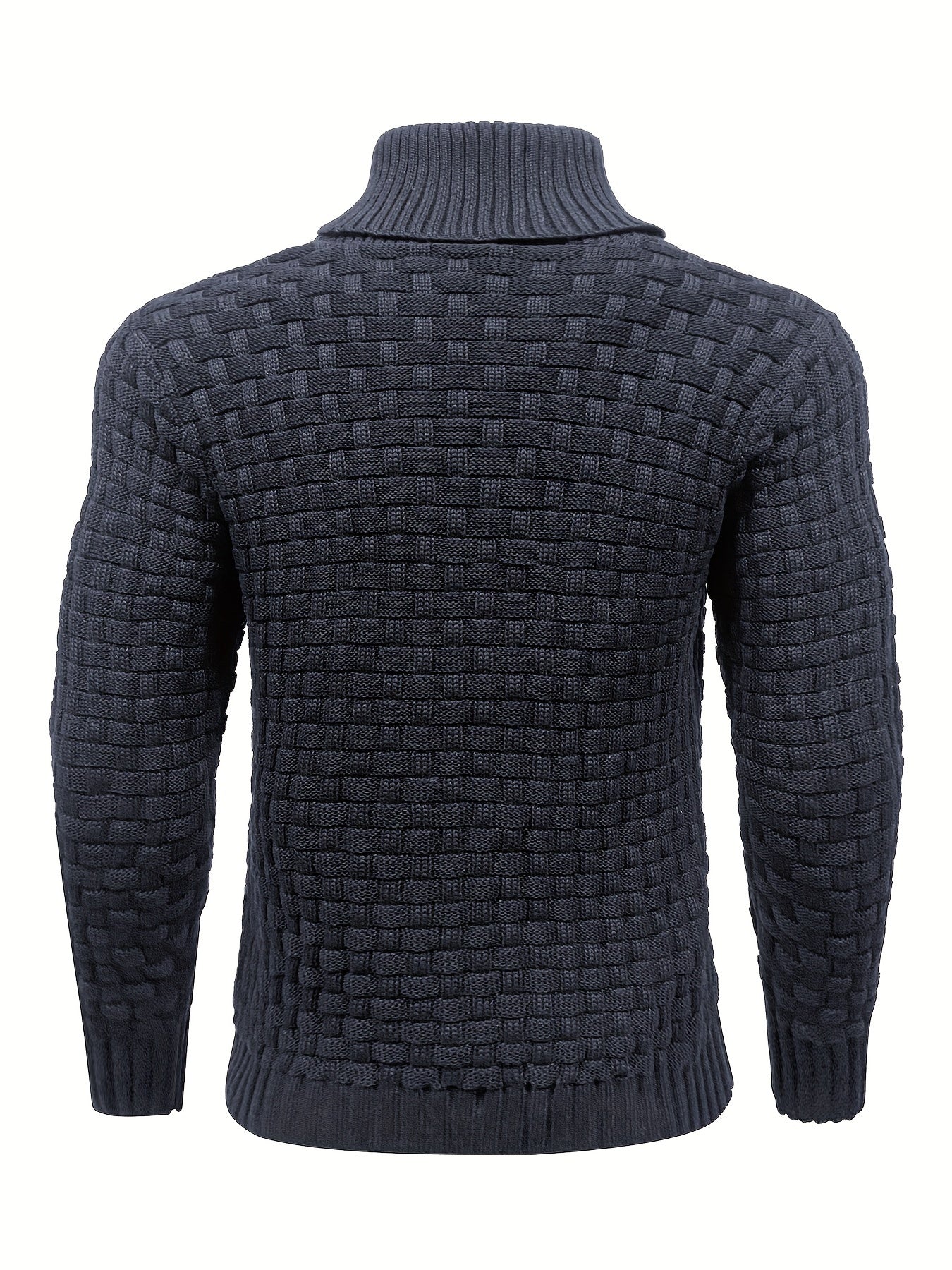 Men’s Waffle Knit Sweater – High Stretch Pullover with Lapel Collar